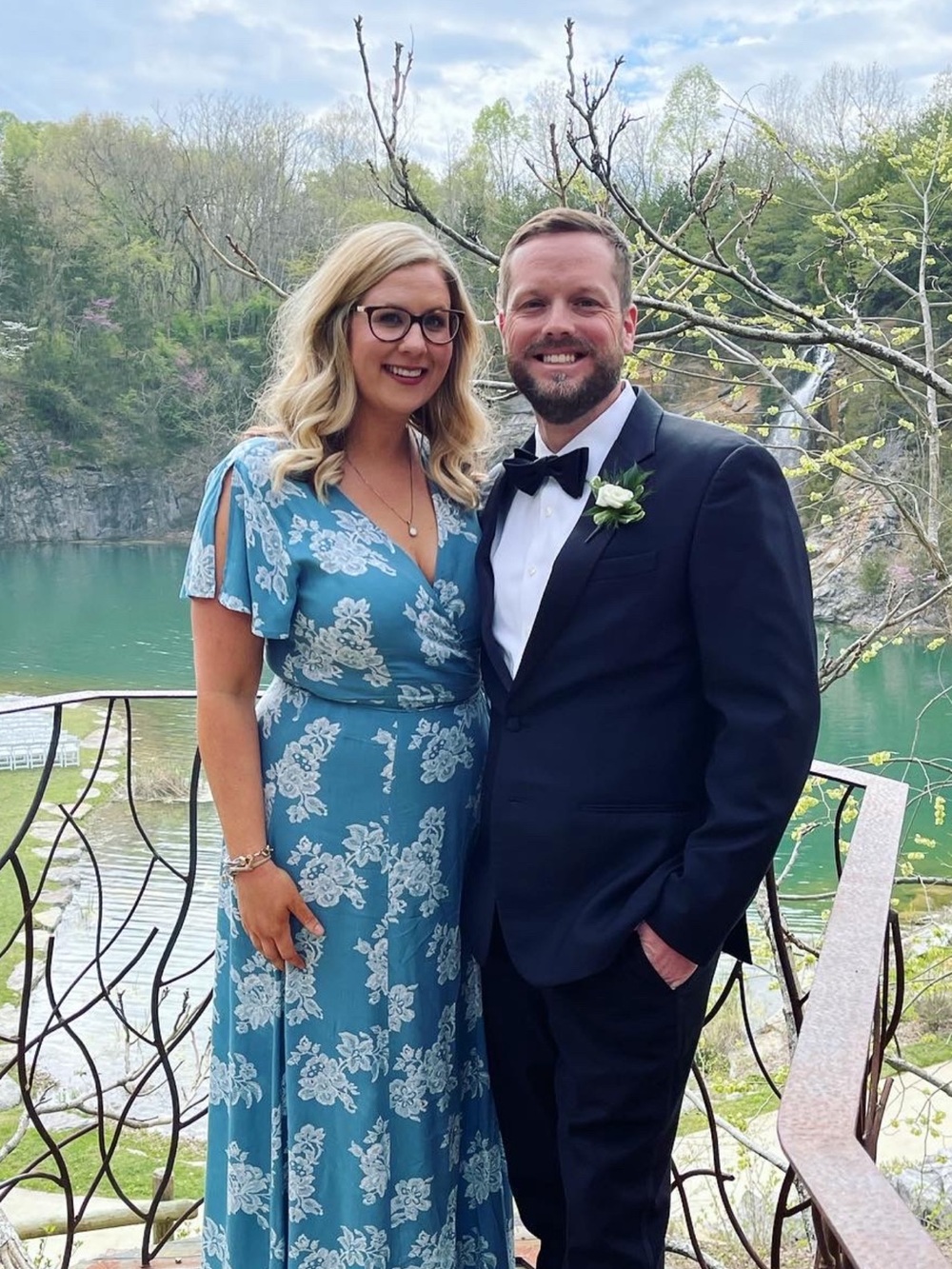 Lulu's Teal Floral Maxi Dress with White Print - Picture 6 of 6